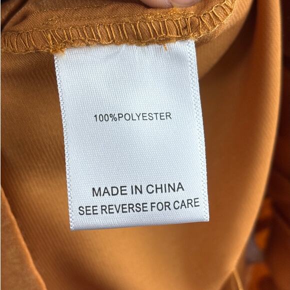 Lucy Paris Women’s XS tan gold Flat Front Celine Wide-Leg Silky Pull-On Pant NEW - Picture 6 of 8